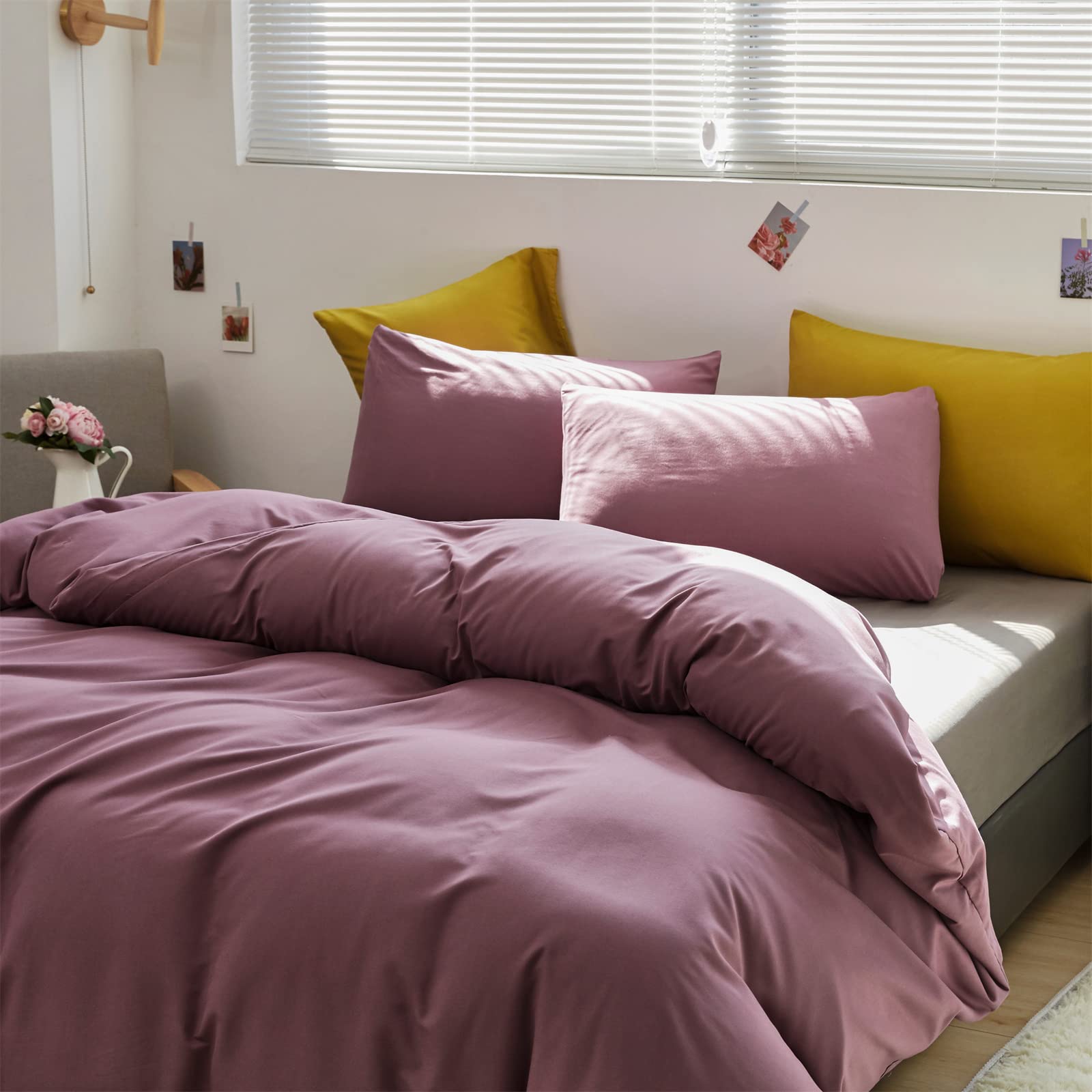 Clothknow Twin Comforter Set Purple 3Pcs Pale Mauve Bedding Comforter Sets Dusty Purple Comforter Soft Grape Comforter Sets Twin