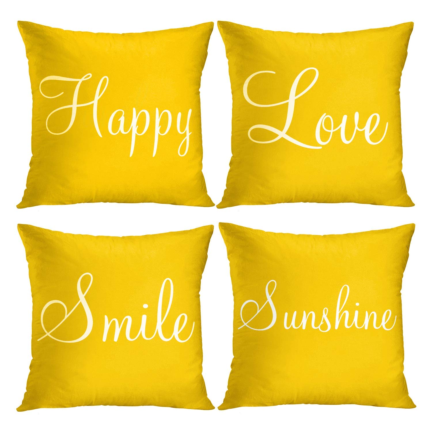 Britimes Yellow Set Of 4 Throw Pillow Covers Furry Home Decor Pillow Cases Decorative 18X18 Inches Outdoor Cushion Couch Sofa Co