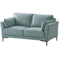 Acme Mesut Leather Upholstered Loveseat in Light Blue and Black