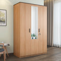 Nilkamal Milford Neo 3 Door Wooden Wardrobe With Mirror For Bedroom | Almirah With 1 Hanging Rod, 1 Lockable Drawer & 8 Shelves 