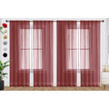 SpaceDresser Burgundy Sheer Curtains 4 Panels Rod Pocket Semi-Sheer Curtain 54 Inches Long Light Filtering Voile Window Drapes f