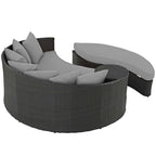 Modway Sojourn Wicker Rattan Outdoor Patio Sunbrella Fabric Daybed in Canvas Gray