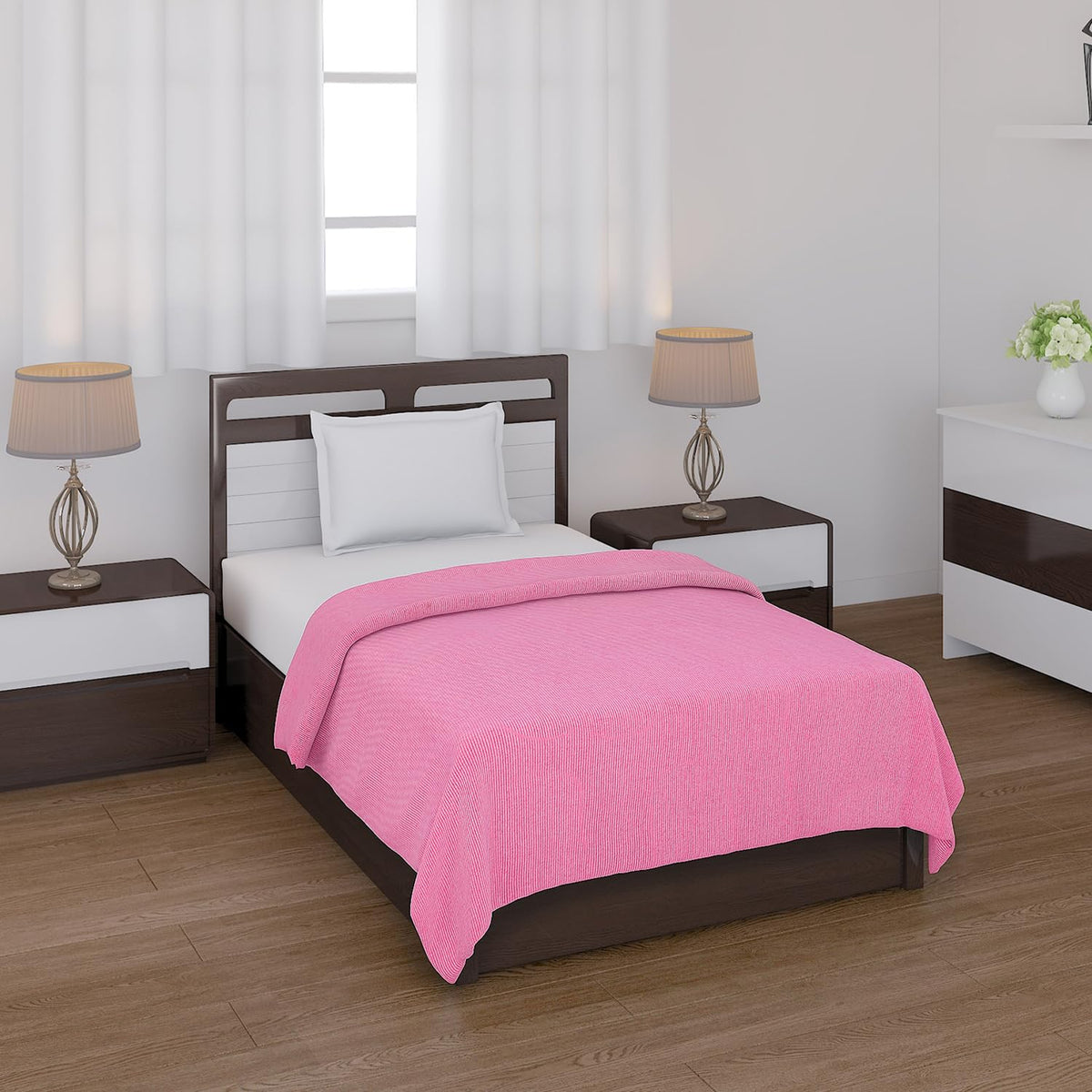 Status All Season Multipurpose Polar Fleece/Summer AC Blanket/Single Bed Blanket/Light Weight Blanket (Pink)