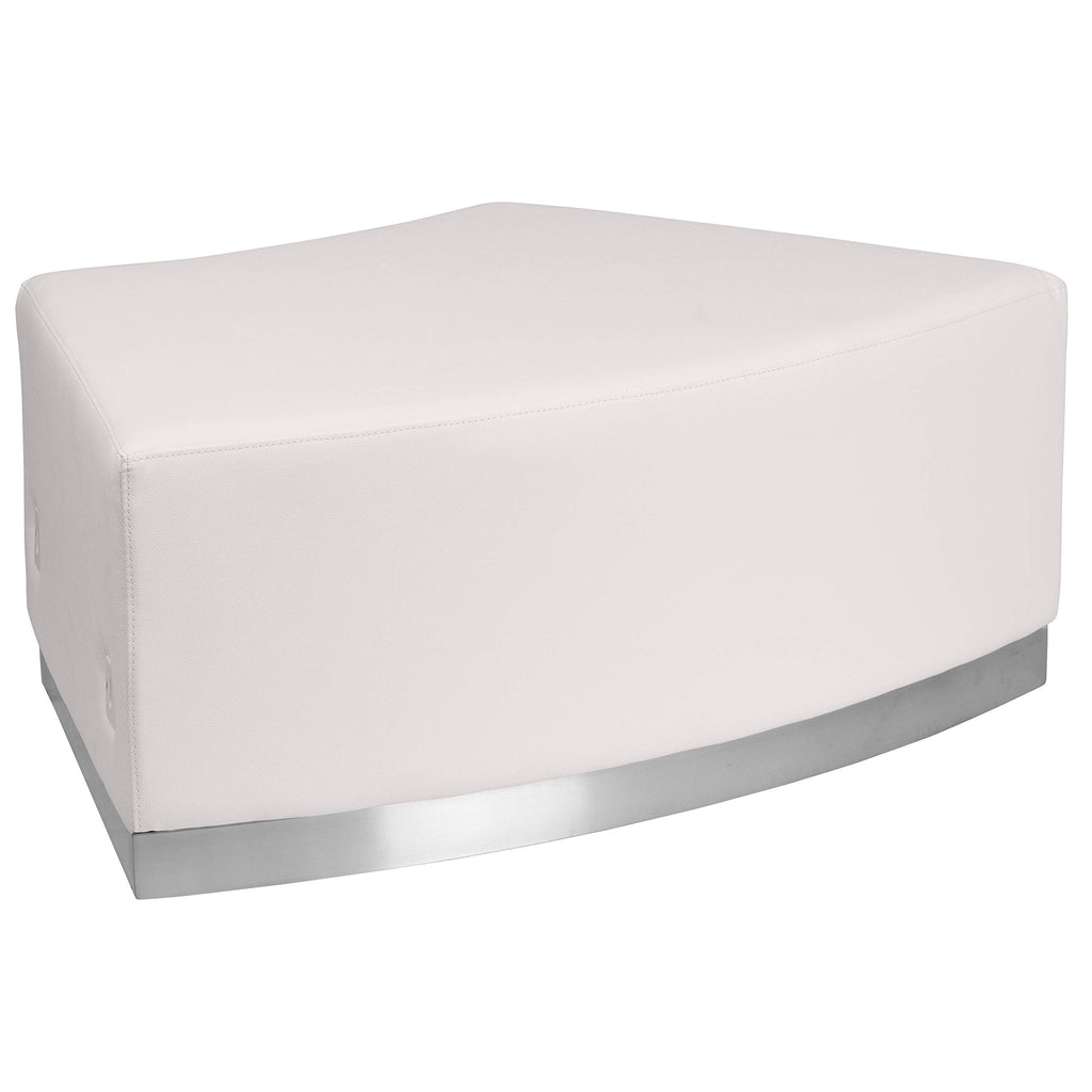 Flash Furniture Hercules Alon Series White Leathersoft Convex Chair Without Back With Brushed Stainless Steel Base