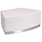 Flash Furniture Hercules Alon Series White Leathersoft Convex Chair Without Back With Brushed Stainless Steel Base