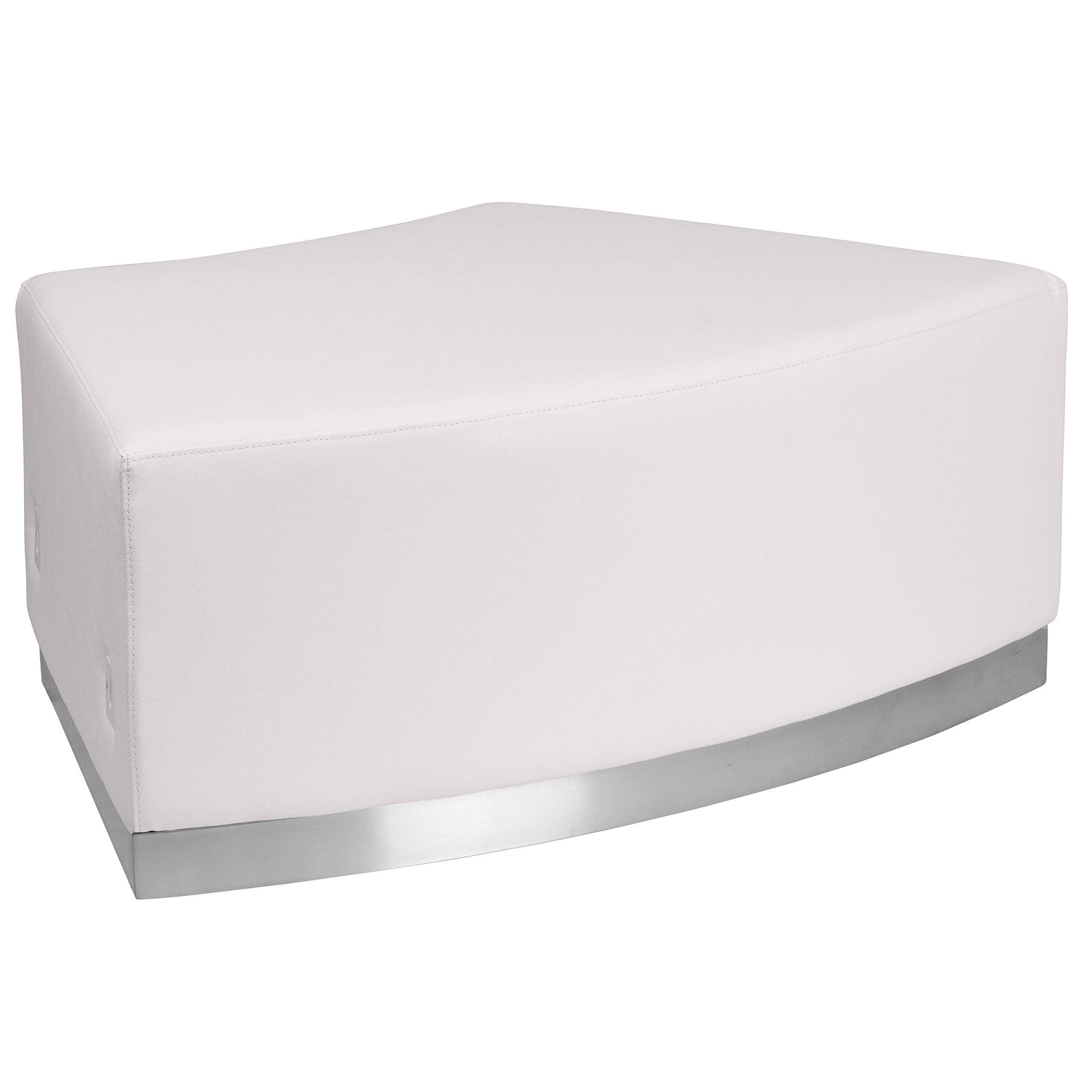 Flash Furniture Hercules Alon Series White Leathersoft Convex Chair Without Back With Brushed Stainless Steel Base