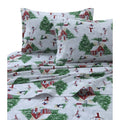 Tribeca Living 100% Cotton Flannel Sheet Set - Deep Pocket, 170-Gsm, Ultra Soft & Cozy Bedding For Winter, King, Snowman Red/Gre