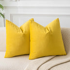 Juspurbet Yellow Velvet Throw Pillow Covers 16X16 Inch Set Of 2 For Living Room Couch Sofa Bedroom Decorative Square Solid Soft