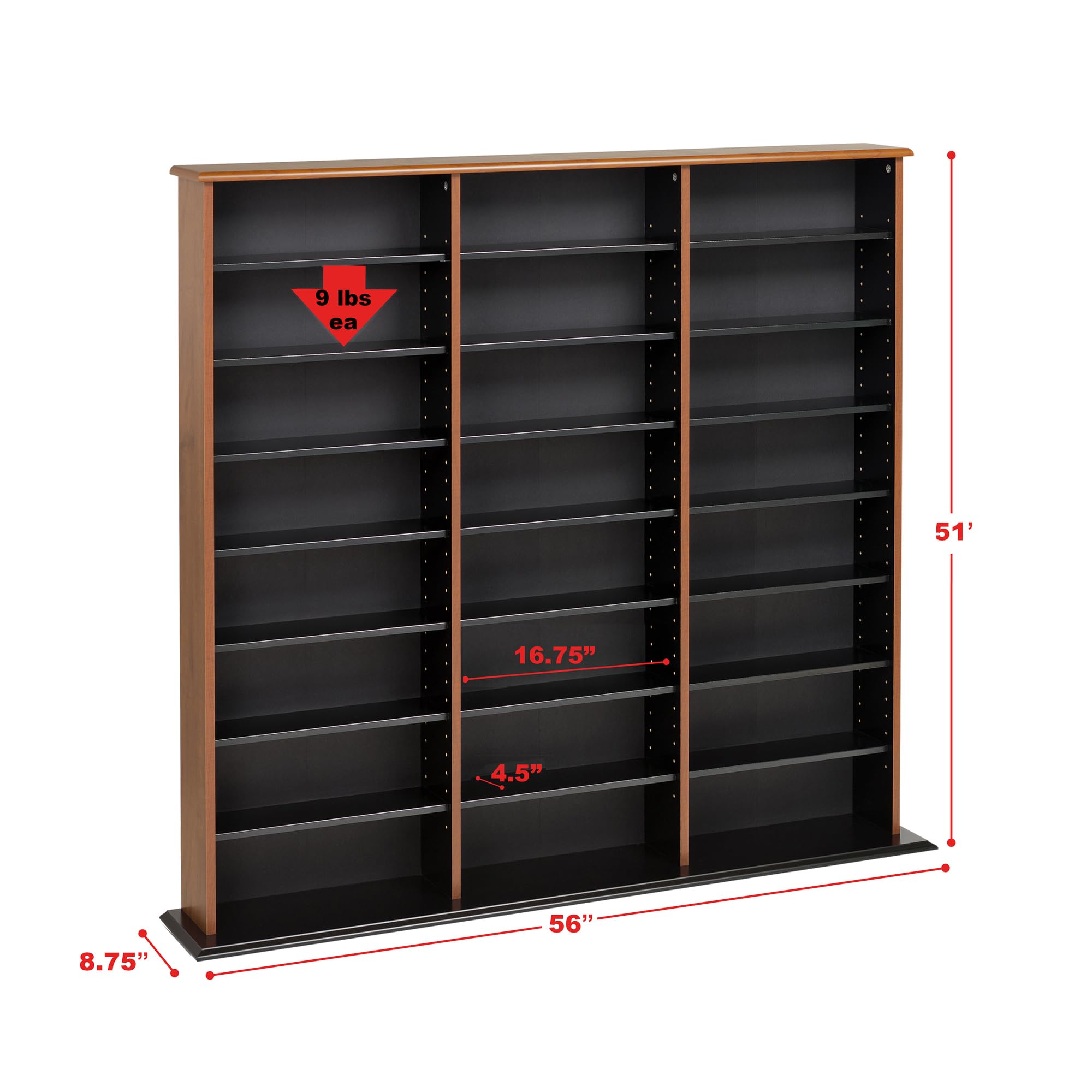 Prepac 3 Column Tall Cabinet Media Storage