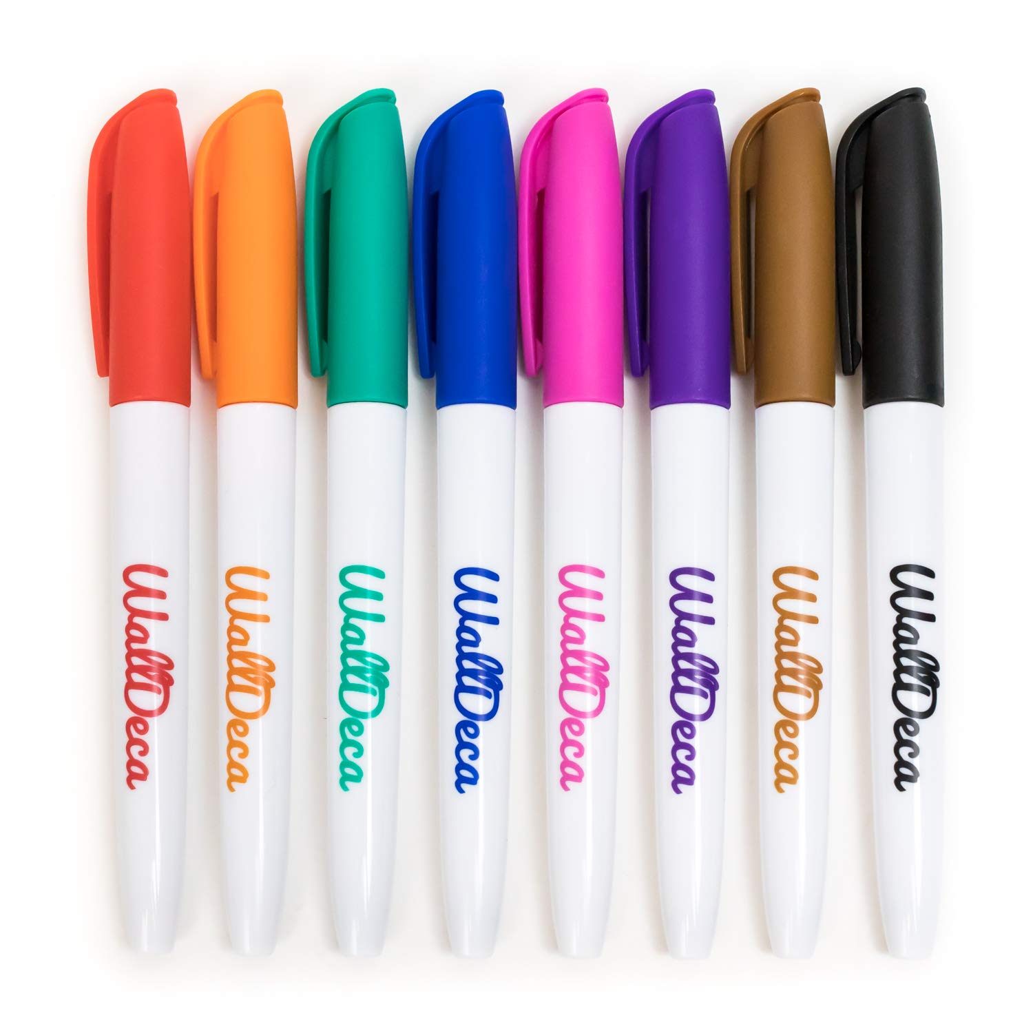 Walldeca Wet Erase Markers Fine Point, Assorted Colors, 8-Count, Multipurpose Markers Ultra Fine Point - Work For Laminated Cale