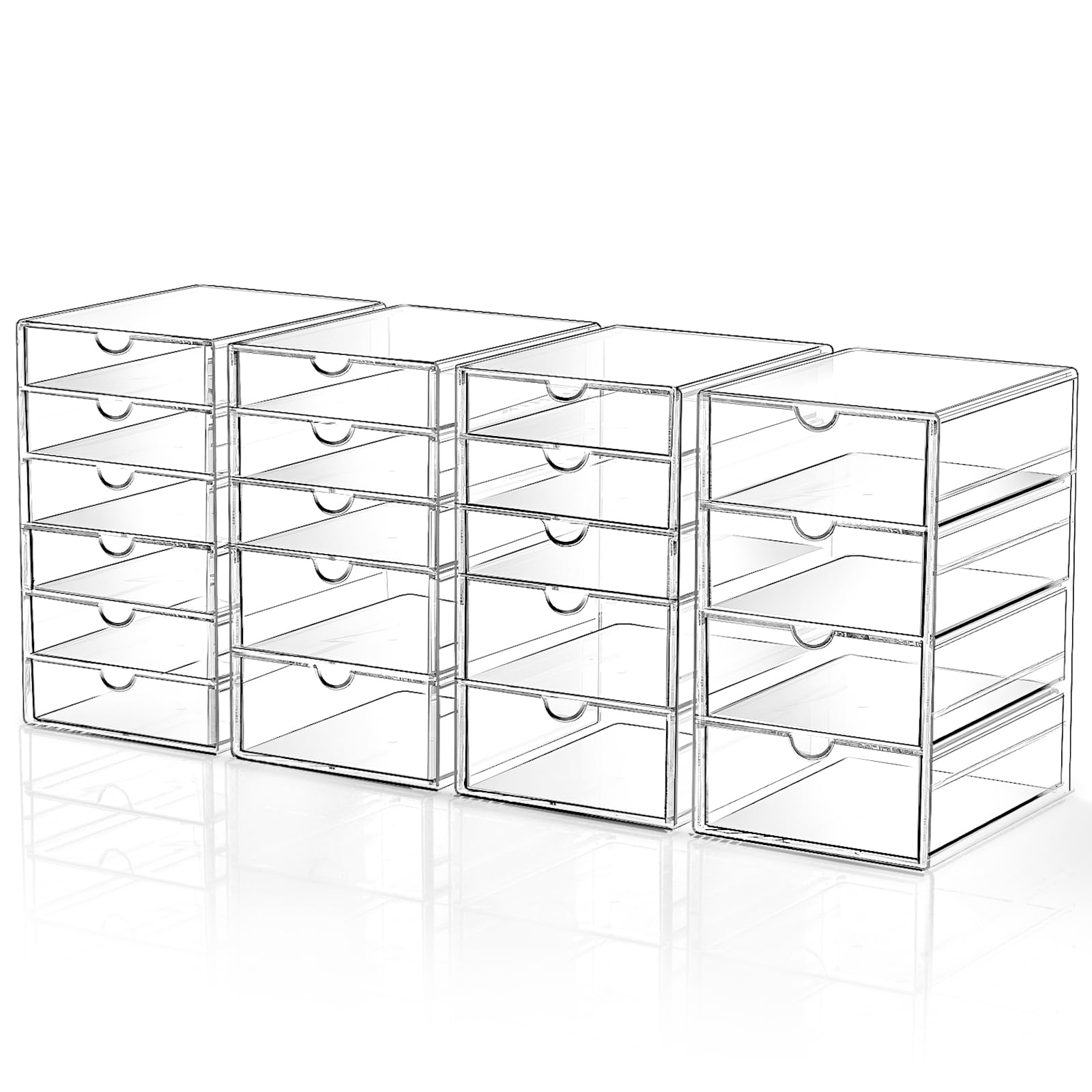 Makeup Drawer Storage Organizer With 20 Drawers, 4 Set Acrylic Office Desk Organization And Storage, Dustproof Drawer Organizer