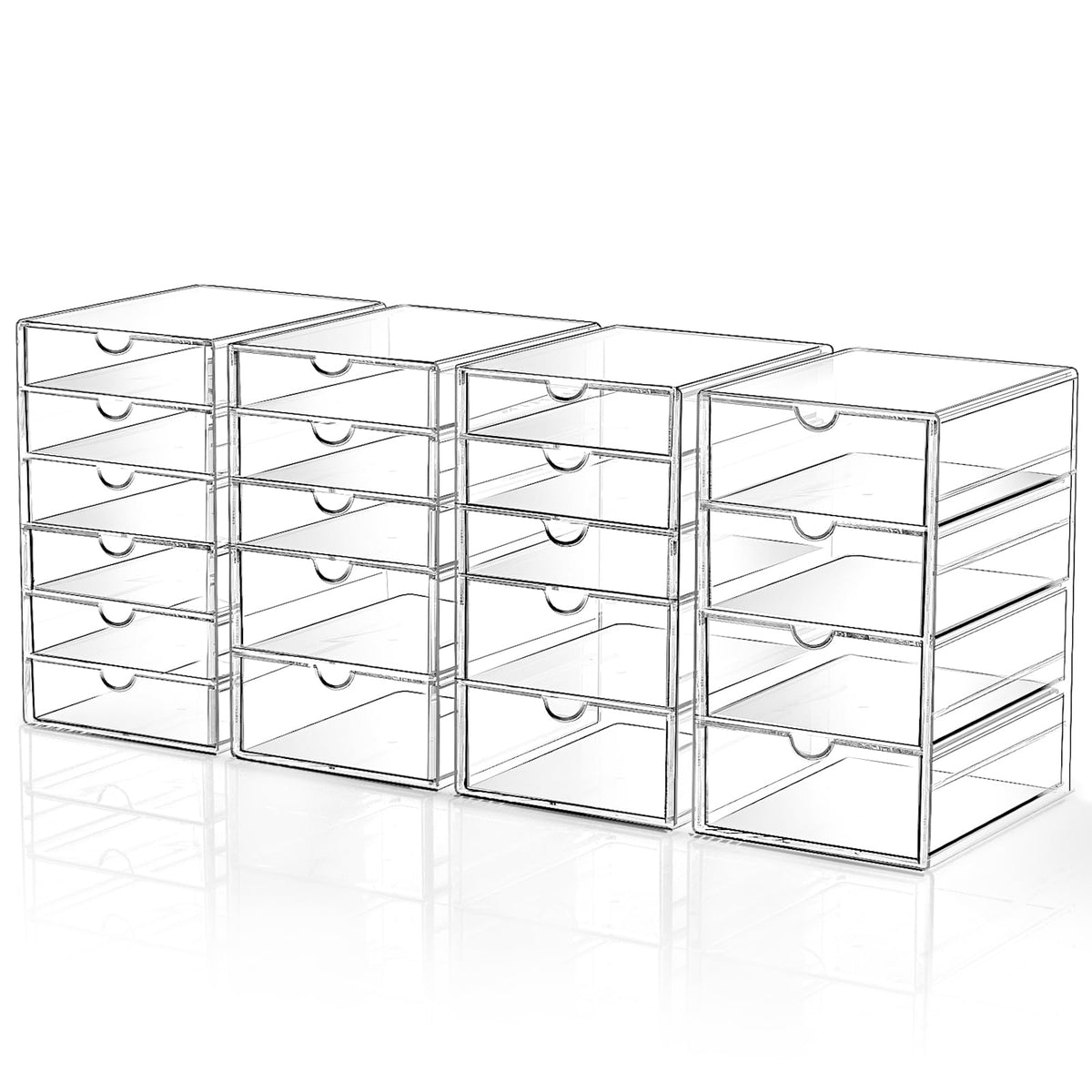 Makeup Drawer Storage Organizer With 20 Drawers, 4 Set Acrylic Office Desk Organization And Storage, Dustproof Drawer Organizer
