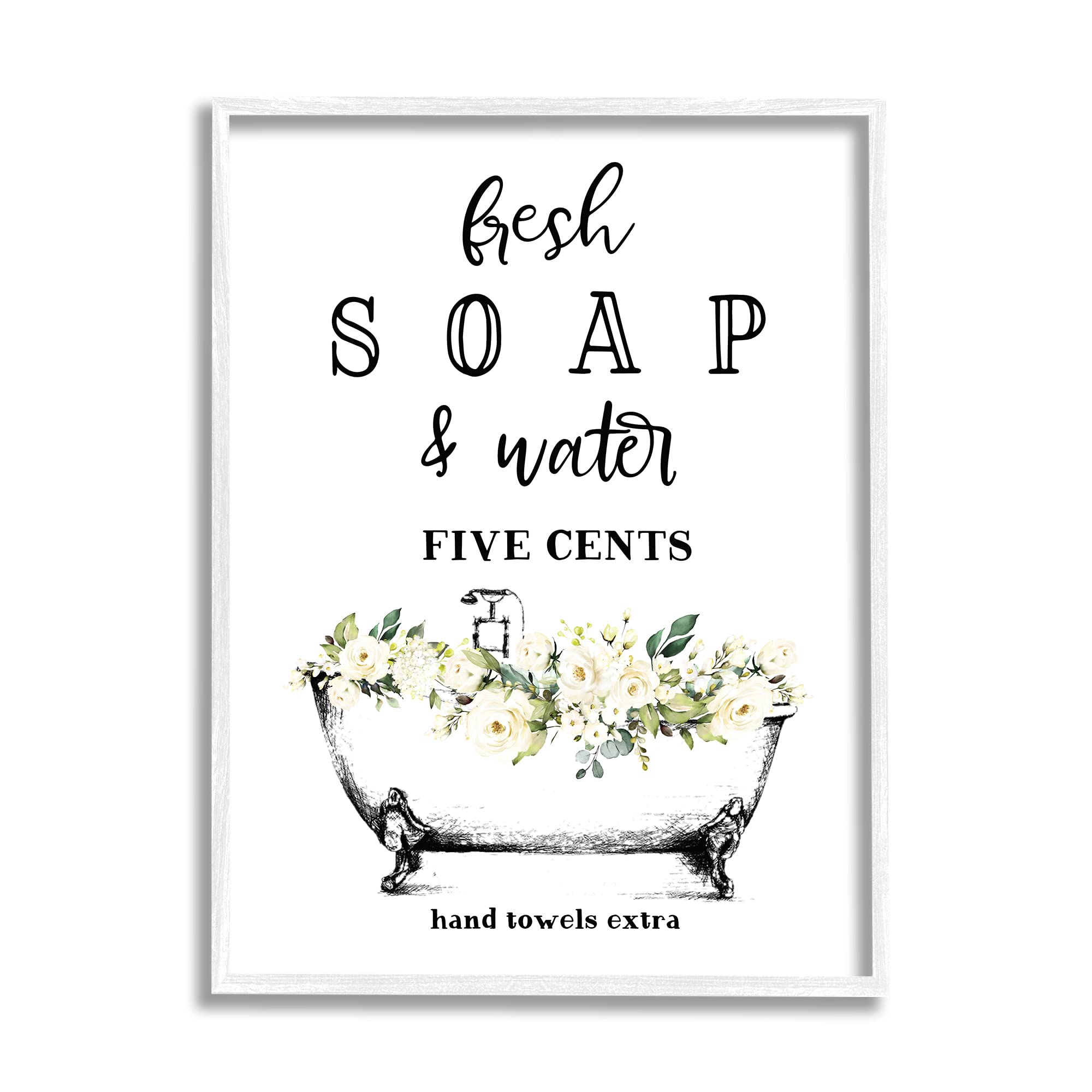 Stupell Industries Fresh Soap And Water Bath Tub Bathroom Design Framed Giclee Art Design by Lettered and Lined