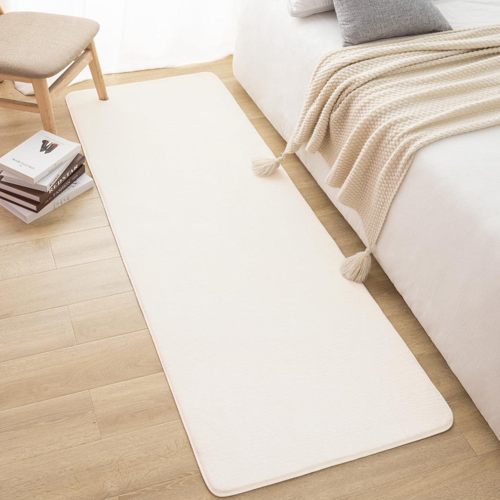 Softlife Washable Runner Rug For Bedroom Living Room Rug, 2X6 Creamy White Soft Fluffy Hallway Runner Rug, Non-Slip Indoor Carpe