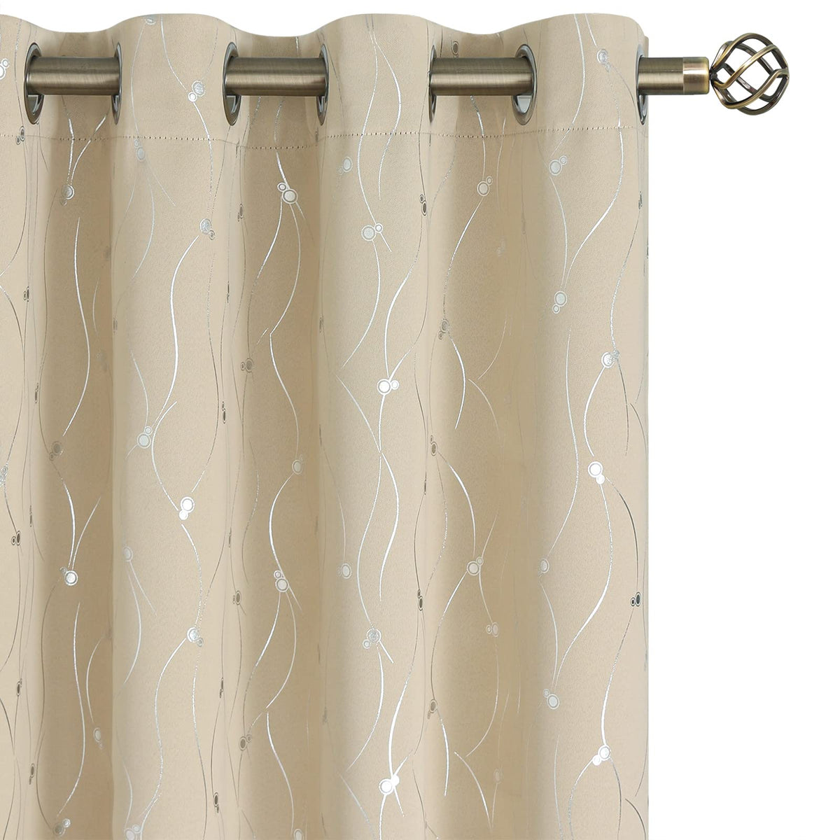 Bgment Room Darkening Curtains 108 Inches Long, Grommet Thermal Insulated Blackout Curtains With Wave Line And Dots Printed For