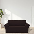 2025 New Stretch Loveseat Sofa Slipcovers Couch Cover For 2 Cushion Furniture Protector Sofa Covers With Elastic Bottom Jacquard Fabric Small Checks For Pets, Kids - Chocolate