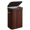 StorageWorks Laundry Hamper with Lid, Foldable Bamboo Laundry Basket