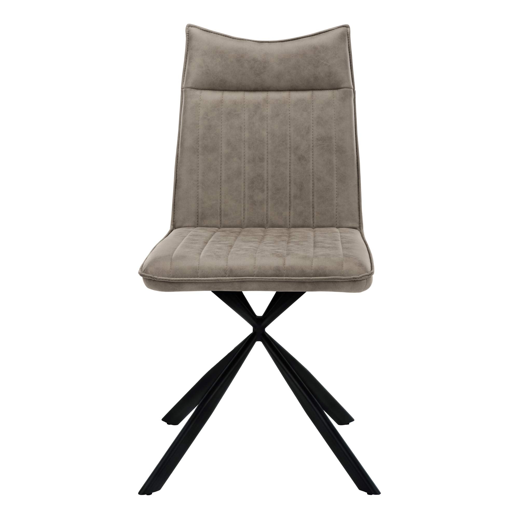Monarch Specialties 1216, Set Of 2, Side, Upholstered, Kitchen, Room, Fabric, Beige, Contemporary, Modern Dining Chair, 18.5&quot; L X 23.5&quot; W X 36.25&quot; H, Taupe Leather-Look/Black Metal