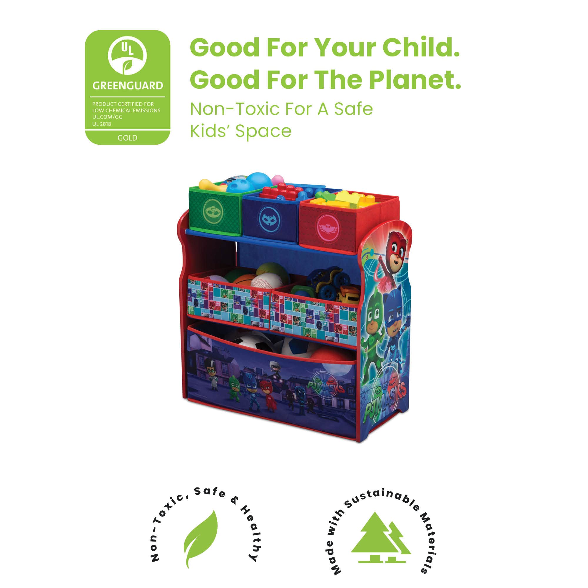 Delta Children 6 Bin Design And Store Toy Organizer - Greenguard Gold Certified,Pj Masks