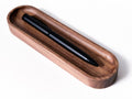 Timber Box Design Walnut Wood Pen Tray, Minimalist Oval Wooden Pencil Holder, Office Desk Organizer, Writing Instrument Rest, Wo