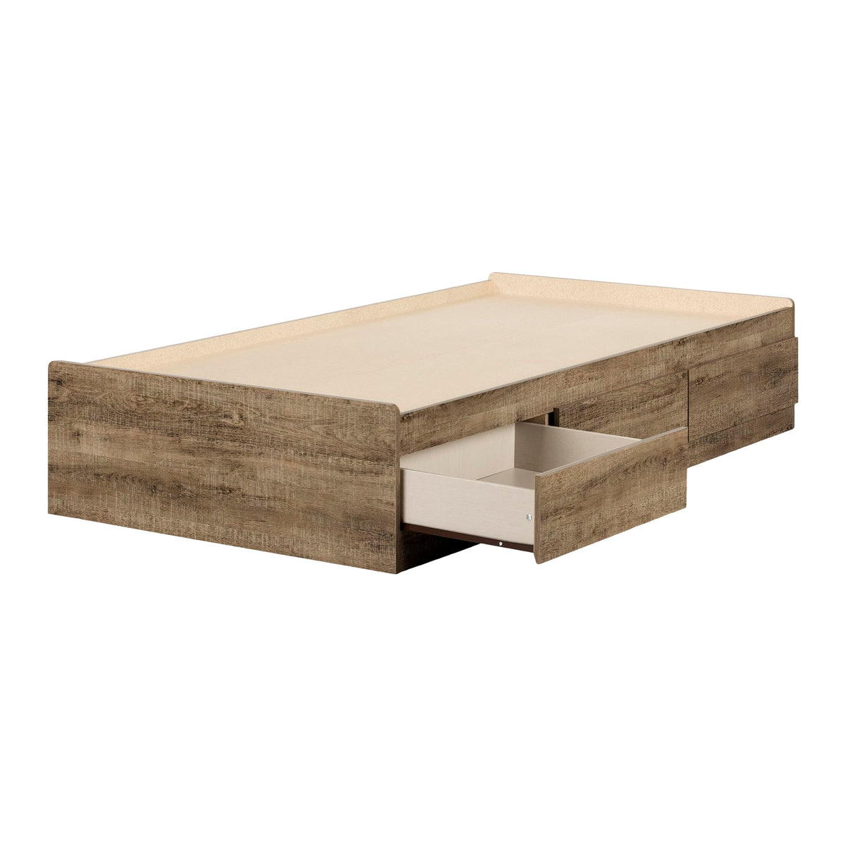 South Shore Arlen Mates Bed With 3 Drawers, Twin, Weathered Oak