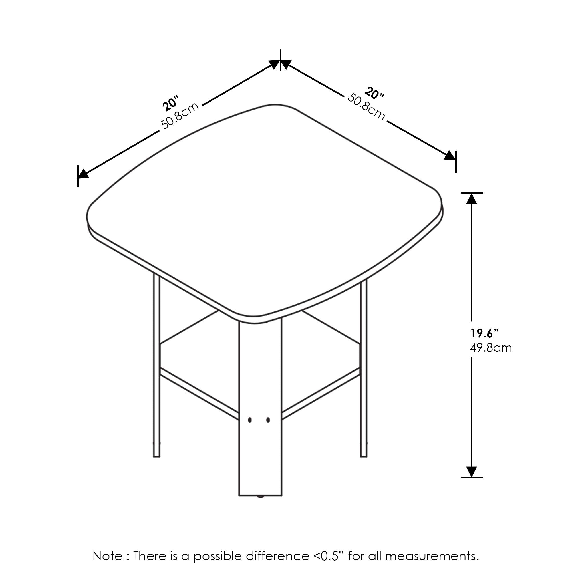 Furinno Simple Design End Side Night Stand/Bedside Table with Bin Drawer, Amber Pine/Black
