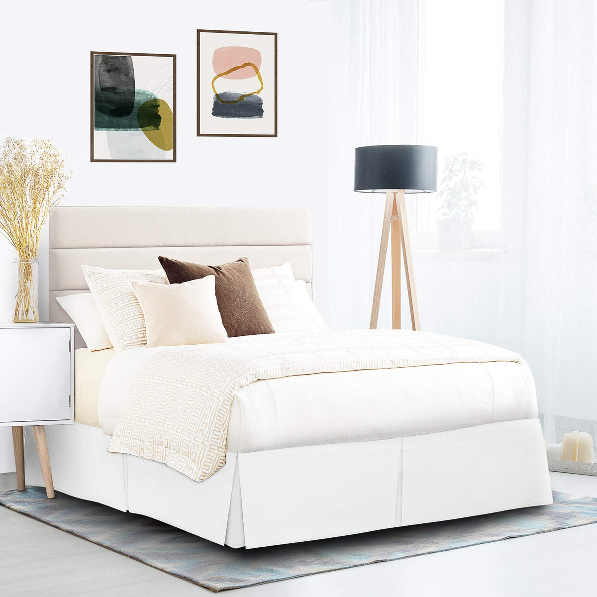Nestl Silver Twin Xl Bed Skirt - Twin Xl Size Bed Skirt 14 Inch Drop - Brushed Microfiber Bed Skirts - Hotel Quality Pleated Bed