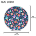 Qilmy Tropical Palm Flower Outdoor Tablecloth 60 Inch Waterproof Round Tablecloth With Umbrella Hole And Zipper For Backyard Par