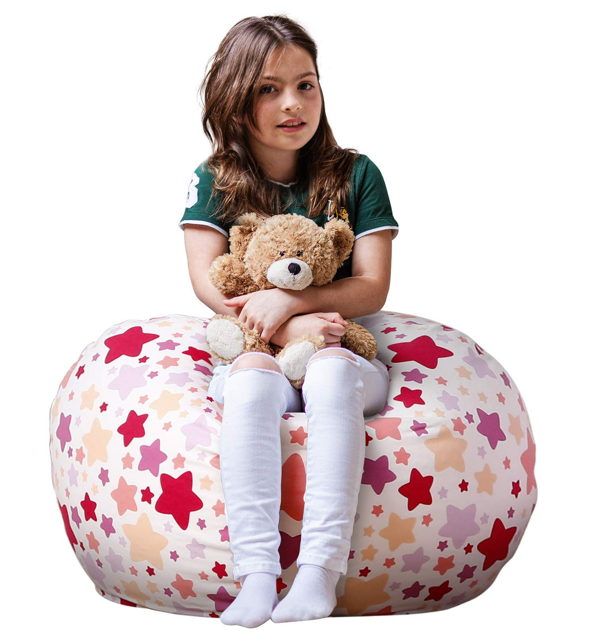 Wekapo Stuffed Animal Storage Bean Bag Chair Cover For Kids | Stuffable Zipper Beanbag For Organizing Children Plush Toys Large Premium Cotton Canvas