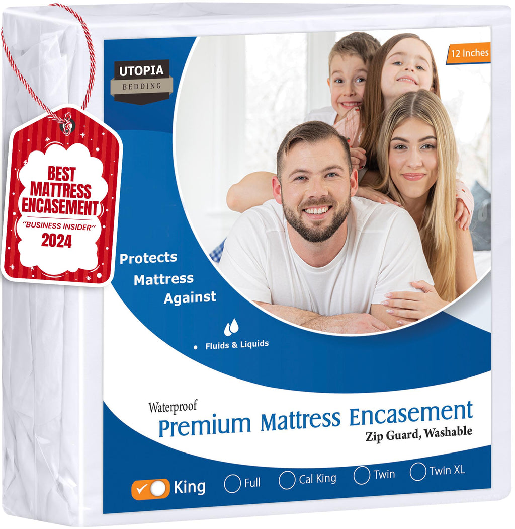 Utopia Bedding Premium Zippered Mattress Encasement (Fits 12 Inches Mattress, King) - Waterproof And Bed Bug Proof Mattress Prot