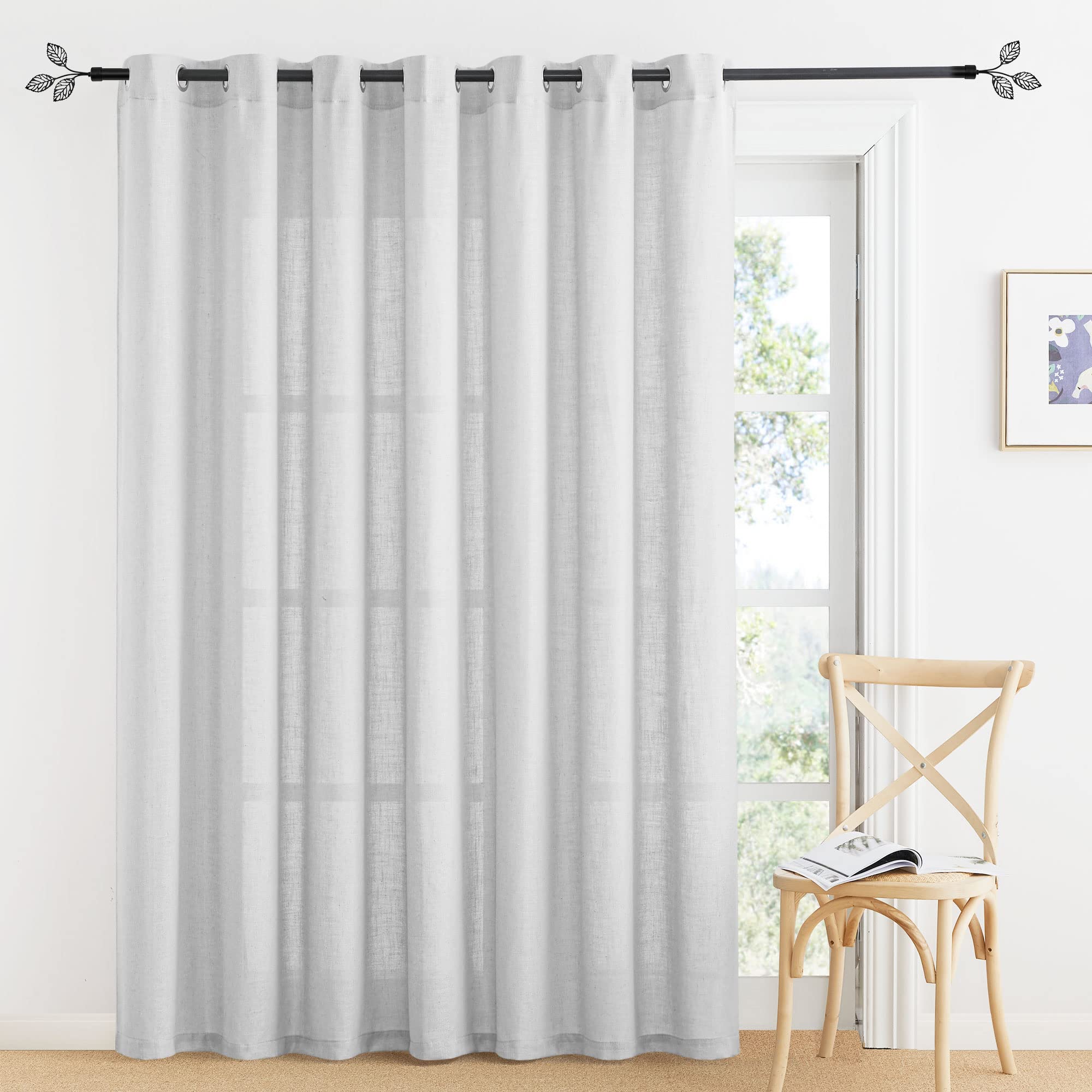 Ryb Home Sheer Curtains For Patio - Linen Curtains Bedroom Curtains Privacy Drapes Large Window Decor For Living Room Dining Gue