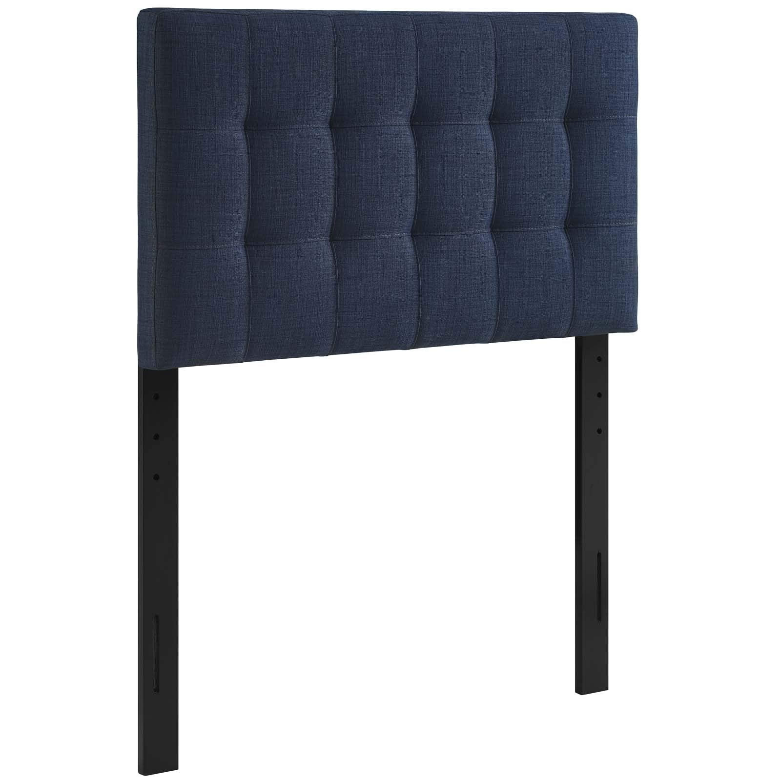 Modway Lily Tufted Linen Fabric Upholstered Twin Headboard in Navy