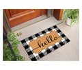 Pansha Entryway Hello Door Mat 16 X 24   , Non Slip Black And White Buffalo Plaid Doormat, Low Profile Floor Mat Suitable For Fr