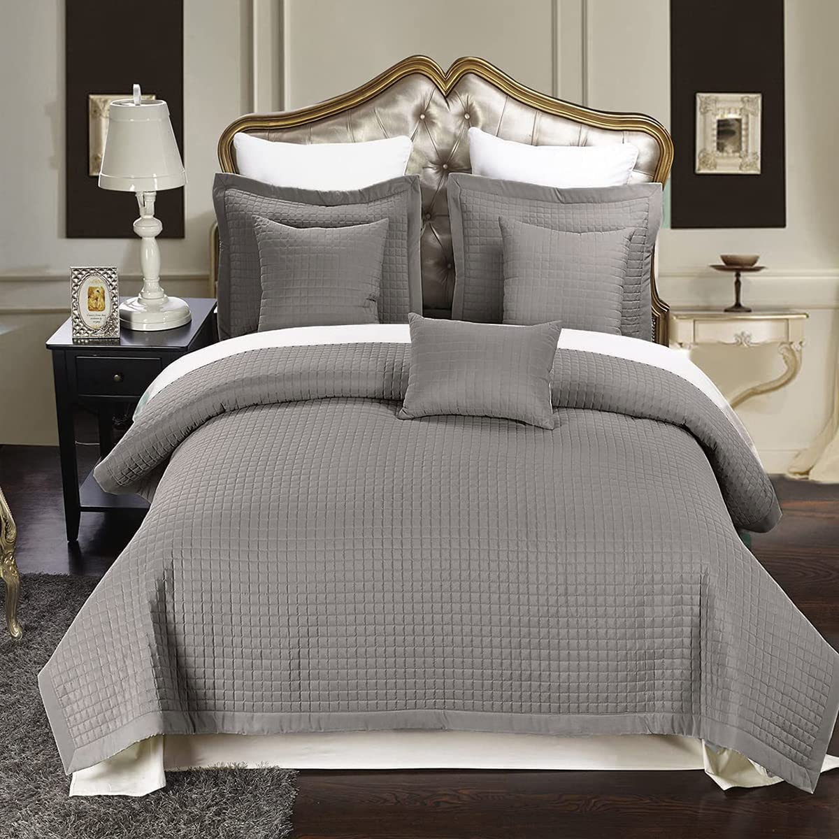 Royal Hotel Bedding Checkered Style Soft And Plush Coverlet, 2Pc Set Stitched Filled Bedspread, Extra Soft Bed Cover, Checkered