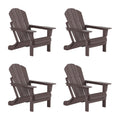 Westintrends Outdoor Adirondack Chairs Set Of 4, Plastic Fire Pit Chair, Weather Resistant Folding Patio Lawn Chair For Outside Deck Garden Backyardf Balcony, Dark Brown