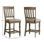 Balboa Park Slat Back Counter Stool with Cushion Seat, Set of 2, Roasted Oak