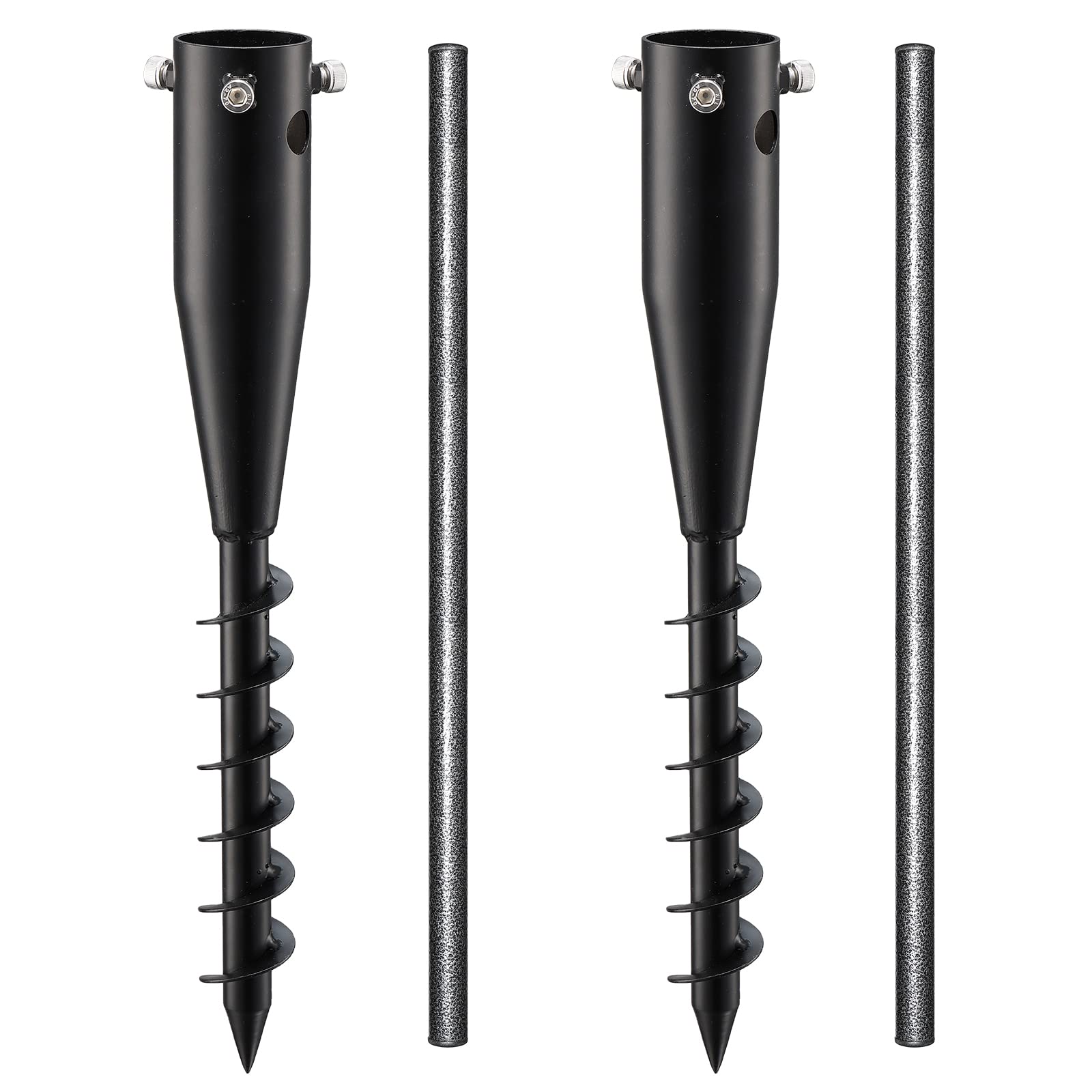 Factiongarden Beach Umbrella Sand Anchor 2 Pack, Heavy Duty In Ground Umbrella Holder Stand 17 Inches Metal No Dig Screw In Grou