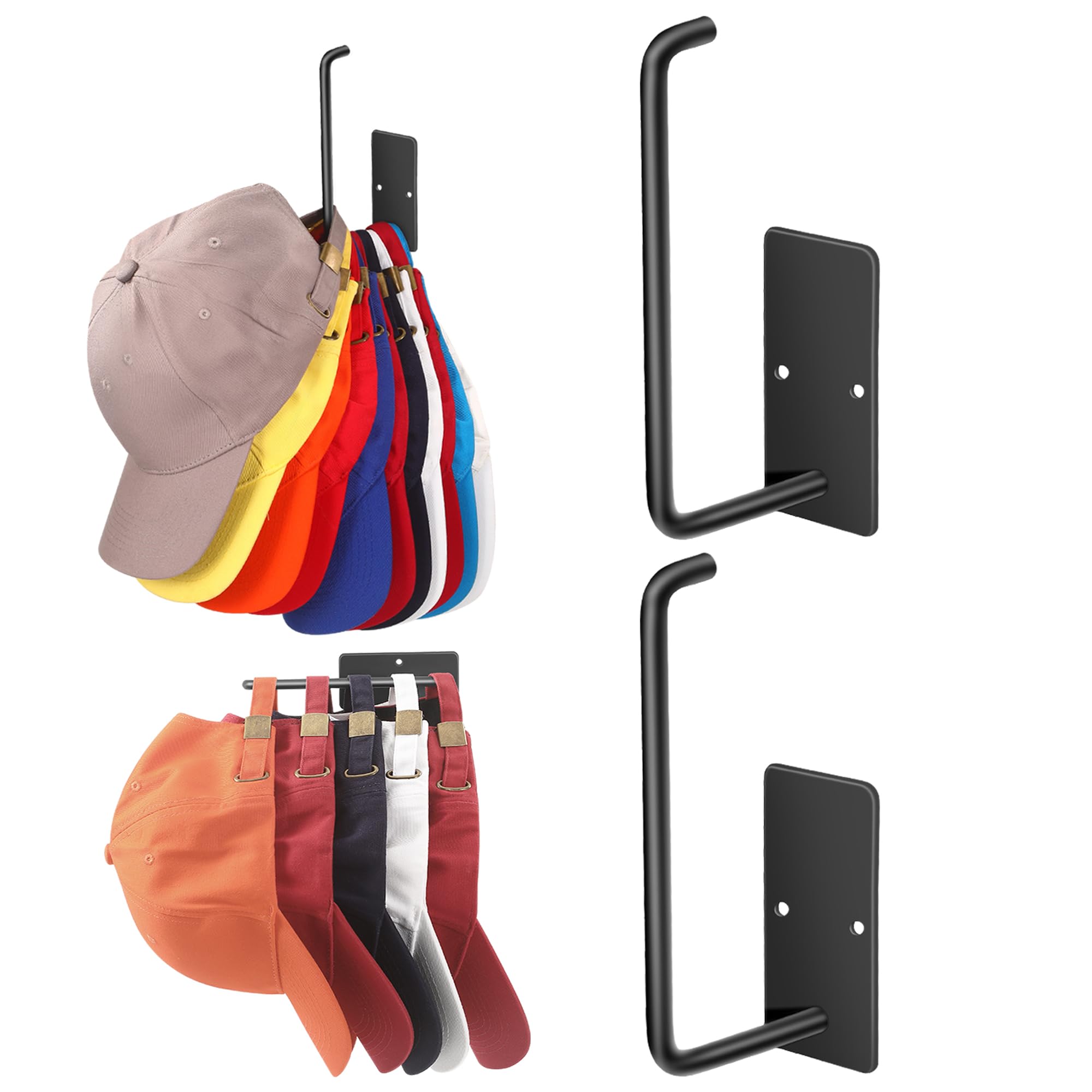 Letohoumia Hat Racks for Baseball Caps 2 Pack, Stainless Steel Adhesive Hat Hanger Hooks Holder for Wall, Multi-Purpose Strong H