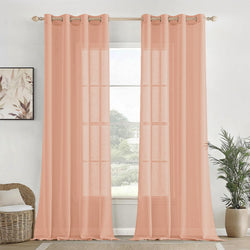 Homemonde Sheer Curtains 5 Feet Long Pack Of 4  Light Filtering Transparent Window Curtain With Top Eyelets  (Peach  60 Inch)