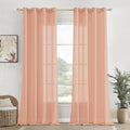 Homemonde Sheer Curtains 6 Feet Long Set Of 2  Light Filtering Transparent Window Curtain With Top Eyelets  (Peach  72 Inches