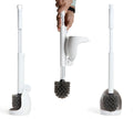 ELYPRO Drip-Free Toilet Brush with Holder - Hygienic White Bathroom Bowl Cleaner, Portable Scrubber with Unique No-Drip Caddy, I