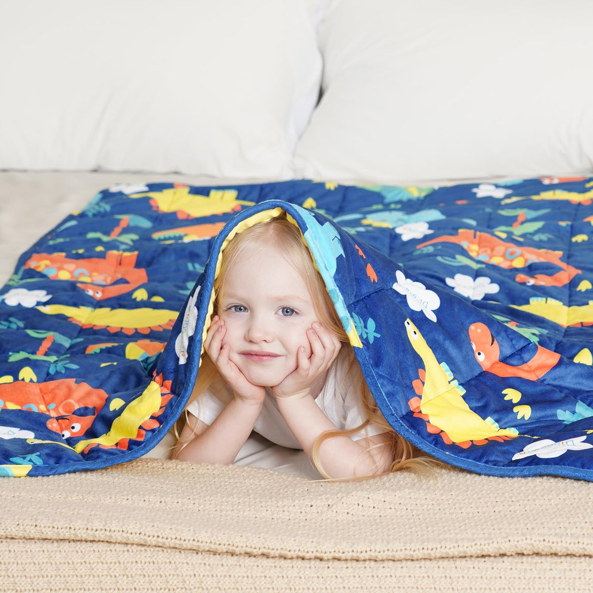 Sivio Minky Dotted Weighted Blanket For Kids, Super Soft Crystal Velvet Reversible Heavy Blanket With Cute Cartoon Patterns, 7 L