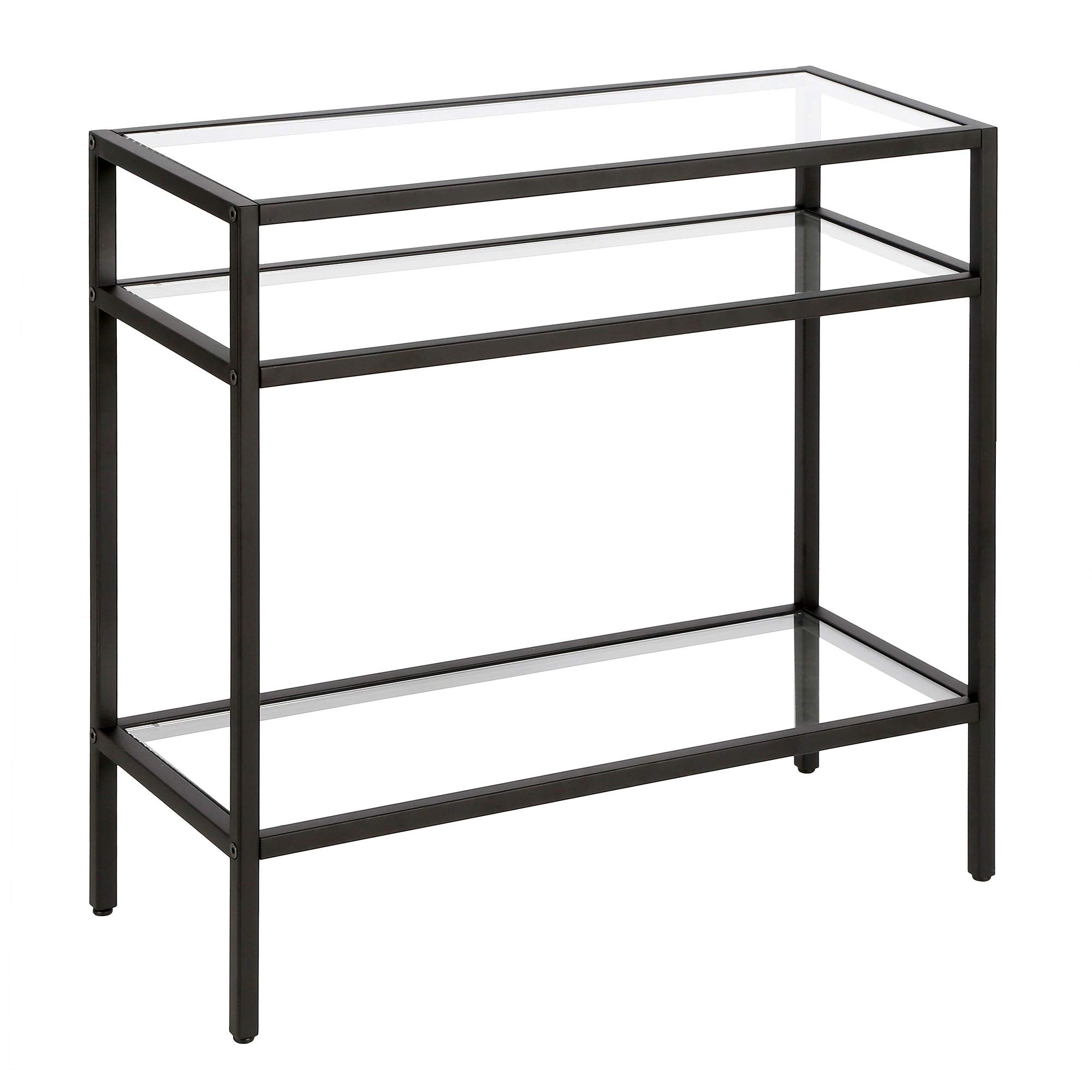 Henn&Hart 24 Wide Rectangular Side Table in Blackened Bronze, Table for Living Room, Bedroom