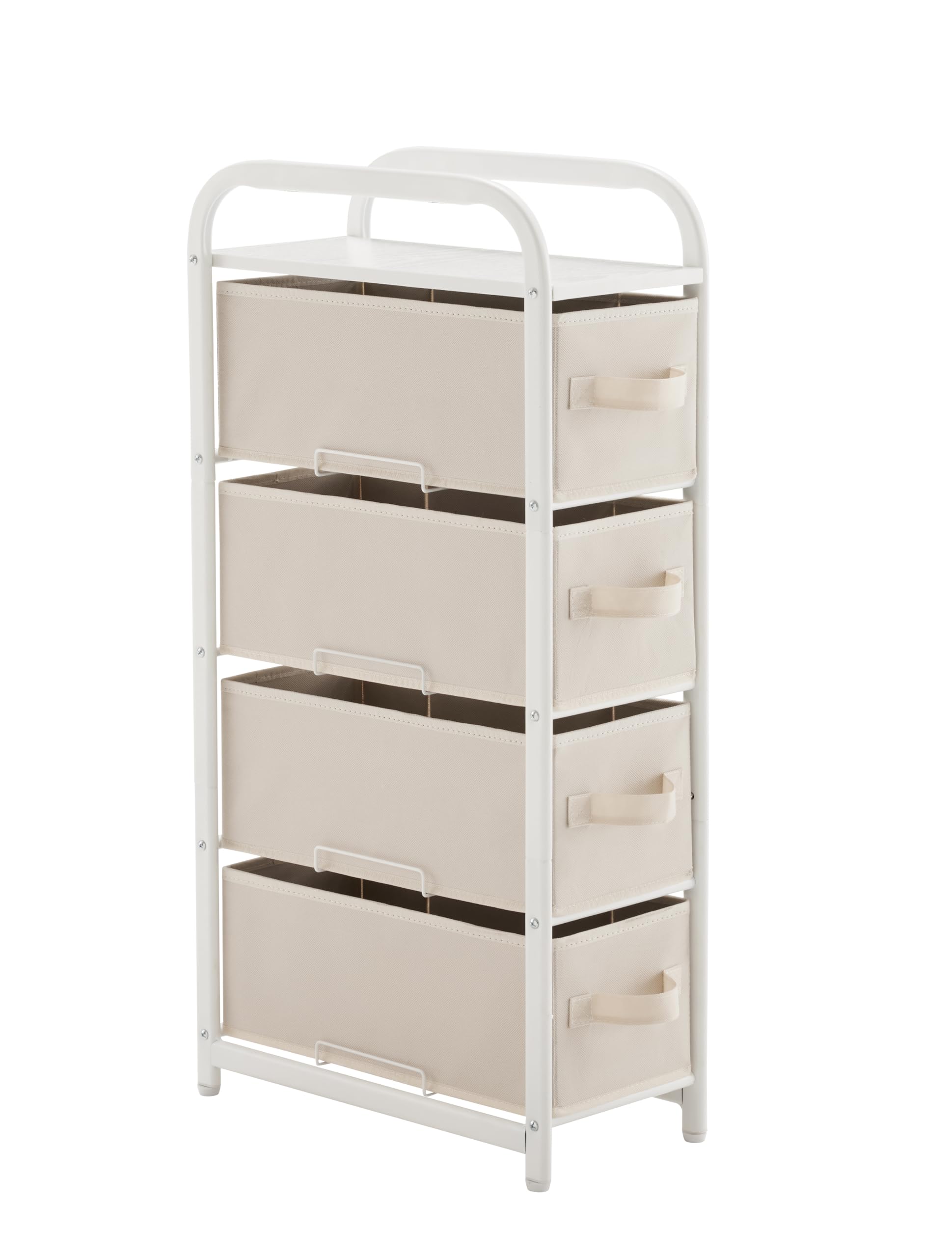 MAX Houser 4 Drawer Narrow Dresser Fabric Storage Tower Vertical Slim Storage Chest Organizer Nightstand Side/End Table Small St