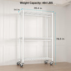 Futassi P3 Rolling Clothes Rack, Clothing Racks For Hanging Clothes, Heavy Duty Garment Rack With Wheels, Freestanding Portable