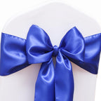 Jfdydm 50 Pack Satin Royal Blue Chair Sashes For Wedding Birthday Graduation Party Hotel Meeting Decorations, Blue Chair Bows Fo