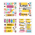 Yellow Pencil Gift Sticker Back To School Label Stickers Broken Pencil Label Decal Colorful Pencil Globe Book Reward Stickers De