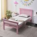 Twin Solid Wood Platform Bed with Headboard/Pine Twin Bed (Pink)