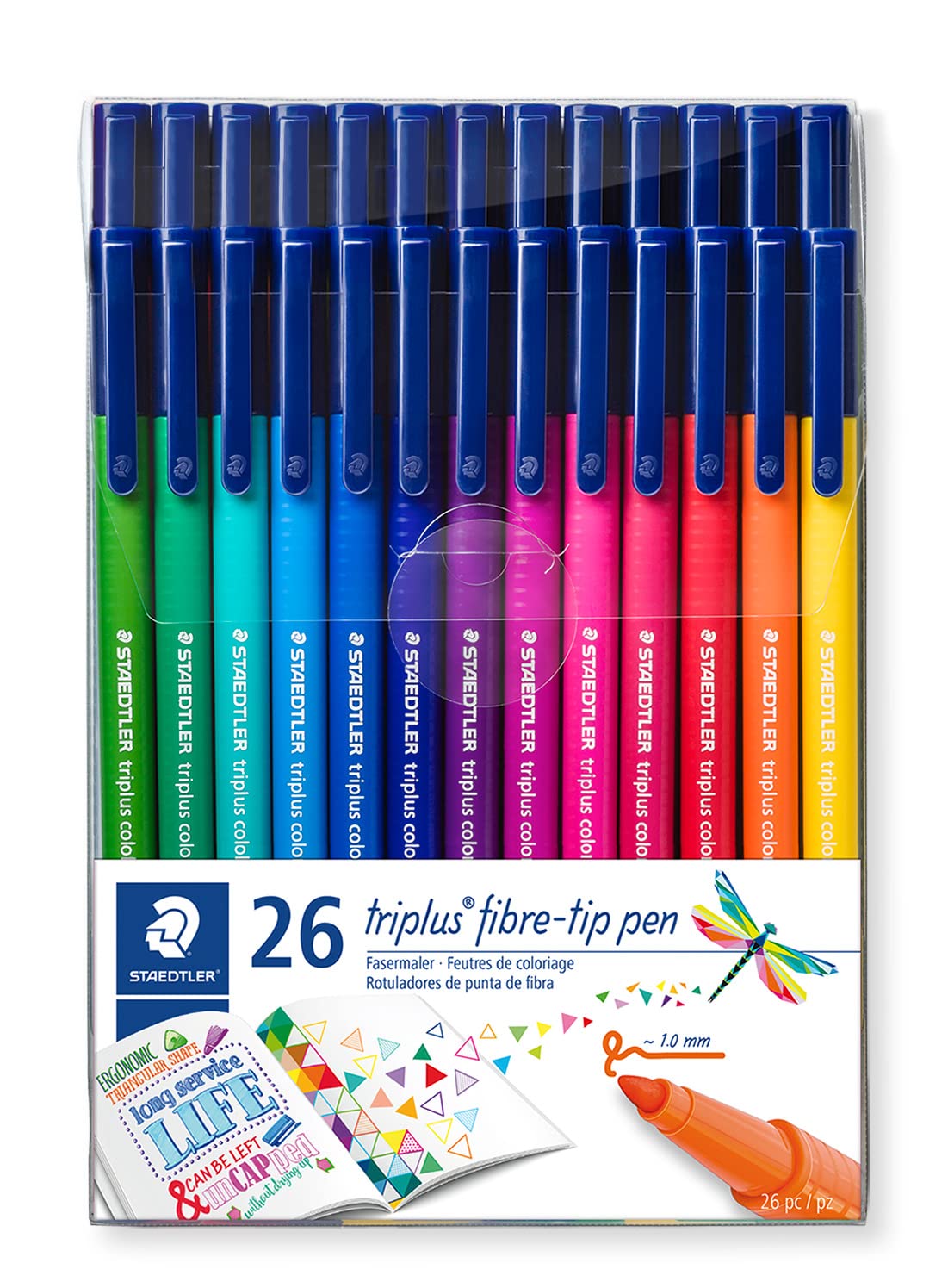 Staedtler 323 Triplus Colour Fibre-Tip Pens, 1.0 Mm, Assorted Colours, Pack Of 26