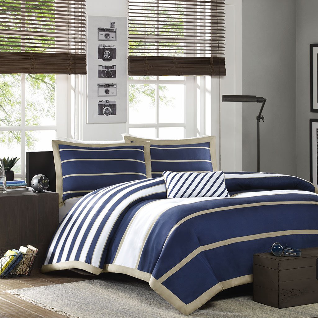 Mi Zone Ashton Duvet Modern Casual Vibrant Colorblock Design All Season Comforter Cover Teen Bedding, Boys Bedroom D  Cor, Full/